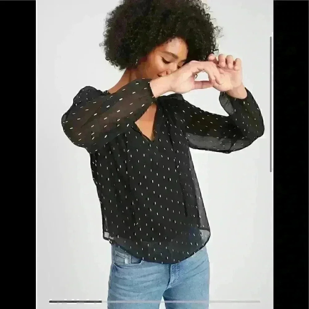 Banana Republic Petite Metallic Tie-Front Blouse